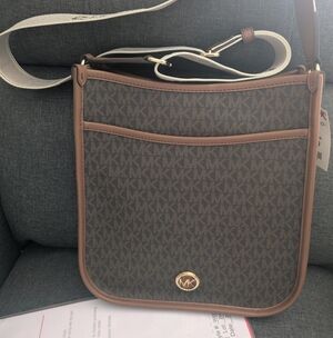 Michael Kors Tan and Brown Messenger Bag